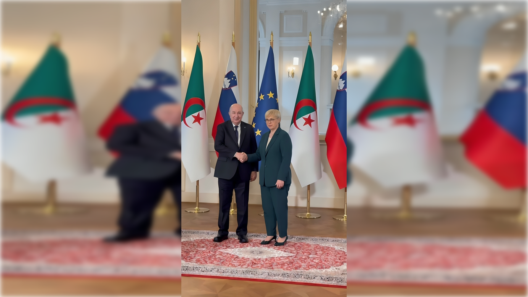 الرئيس تبون يجري محادثات على انفراد مع نظيرته السلوفينية ويوقّع على السجل الذهبي للقصر الرئاسي
